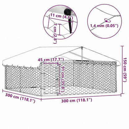 vidaXL 屋外用犬小屋 屋根付き 300x300x150cm動物&ペット用品 ペット用品 犬用品 犬小屋・ドッグラン(代引不可)