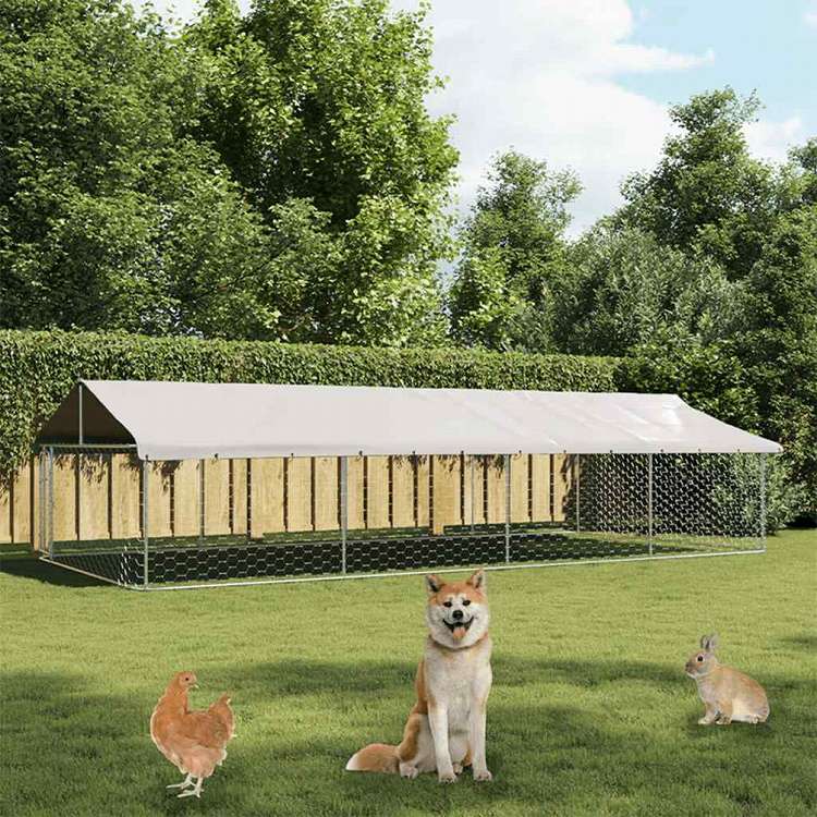 vidaXL 屋外用犬小屋 屋根付き 600x300x150cm動物&ペット用品 ペット用品 犬用品 犬小屋・ドッグラン(代引不可)