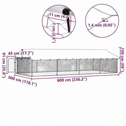 vidaXL 屋外用犬小屋 屋根付き 600x300x150cm動物&ペット用品 ペット用品 犬用品 犬小屋・ドッグラン(代引不可)