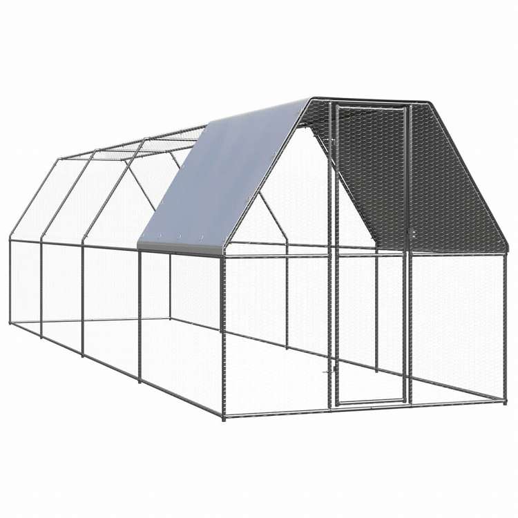vidaXL 屋外鶏用ケージ 2x8x2m 亜鉛メッキ鋼製動物&ペット用品 ペット用品 小動物用品 小動物 飼育・ケージ(代引不可)