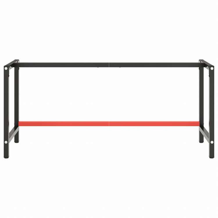 vidaXL ワークベンチフレーム マットブラック&マットレッド 180x57x79 cm メタル家具 テーブル用品 テーブル脚(代引不可)