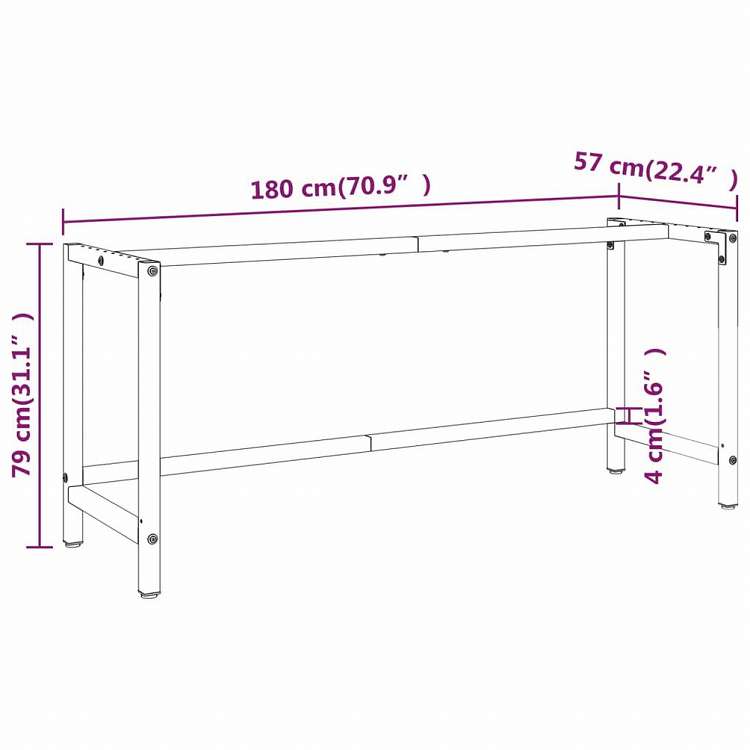vidaXL ワークベンチフレーム マットブラック&マットレッド 180x57x79 cm メタル家具 テーブル用品 テーブル脚(代引不可)