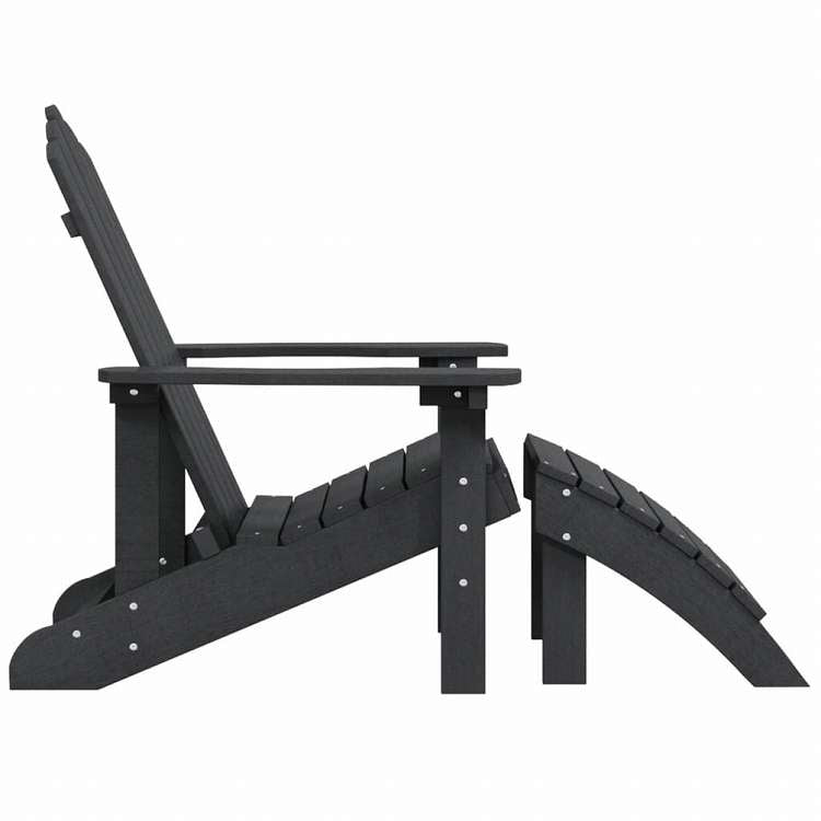 vidaXL ガーデンアディロンダックチェア フットスツール付 HDPE アントラシート家具 アウトドア家具 屋外椅子 アウトドアベンチチェア(代引不可)