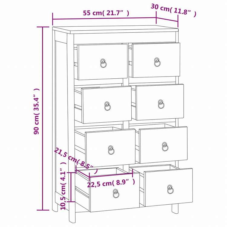 vidaXL 引き出し付きチェスト 55x30x90 cm チーク無垢材家具 キャビネット&収納 ドレッサー(代引不可)