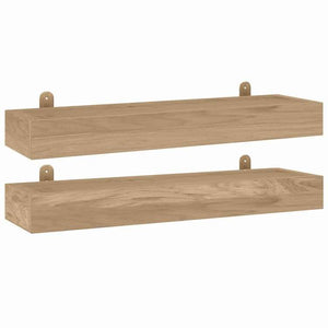 vidaXL ウォールシェルフ 2点 60x15x4 cm チーク無垢材家具 棚 壁面収納棚・壁面ラック(代引不可)