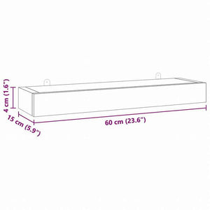 vidaXL ウォールシェルフ 2点 60x15x4 cm チーク無垢材家具 棚 壁面収納棚・壁面ラック(代引不可)
