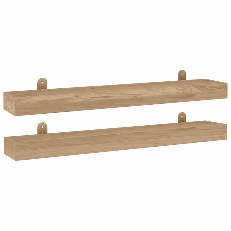 vidaXL ウォールシェルフ 2点 90x15x4 cm チーク無垢材家具 棚 壁面収納棚・壁面ラック(代引不可)