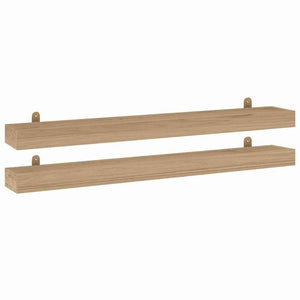 vidaXL ウォールシェルフ 2点 110x15x4 cm チーク無垢材家具 棚 壁面収納棚・壁面ラック(代引不可)