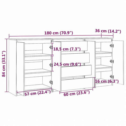 vidaXL サイドキャビネット 3点 無垢のパイン材 (808108x2+808103)家具 キャビネット&収納 サイドボード(代引不可)