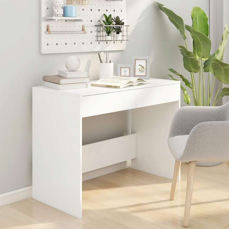 vidaXL デスク ホワイト 101x50x76.5cm エンジニアリングウッド家具 オフィス家具 デスク(代引不可)