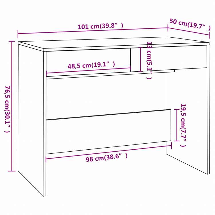 vidaXL デスク ホワイト 101x50x76.5cm エンジニアリングウッド家具 オフィス家具 デスク(代引不可)