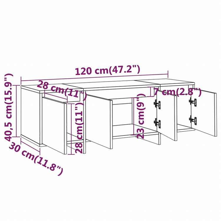 vidaXL TVキャビネット ブラック 120x30x40.5 cm エンジニアリングウッド家具 AVラック・テレビ台(代引不可)