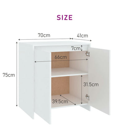 vidaXL サイドボード ホワイト 70x41x75cm エンジニアリングウッド家具 キャビネット&収納 サイドボード(代引不可)