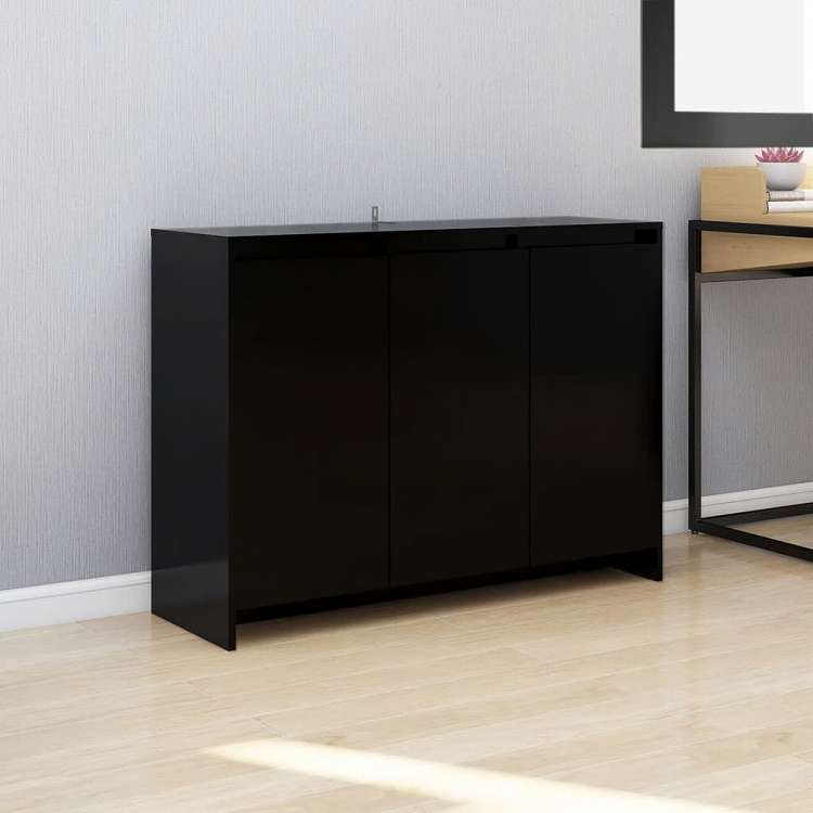 vidaXL サイドボード ブラック 102x33x75cm エンジニアリングウッド家具 キャビネット&収納 サイドボード(代引不可)