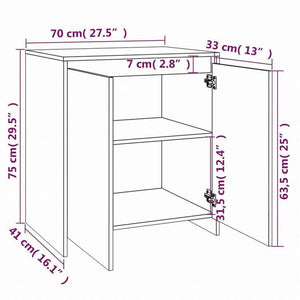 vidaXL サイドボード ブラウン オーク 70x41x75cm エンジニアリングウッド家具 キャビネット&収納 サイドボード(代引不可)