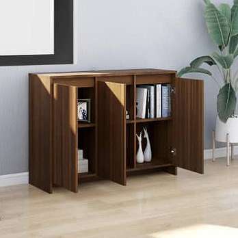 vidaXL サイドボード ブラウンオーク 102x33x75 cm エンジニアリングウッド家具 キャビネット&収納 サイドボード(代引不可)