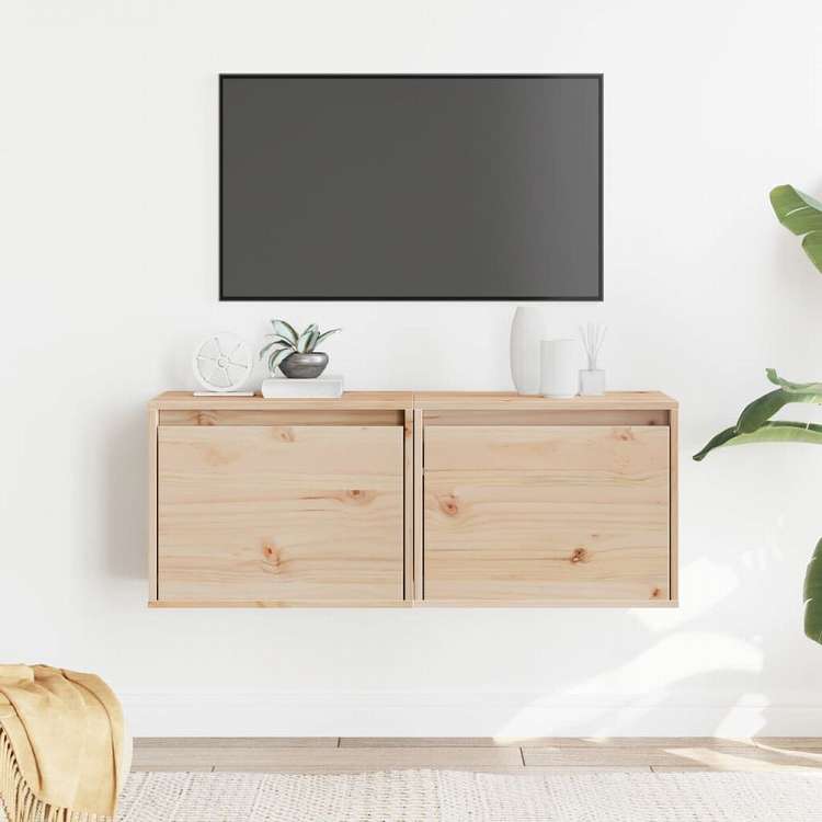 vidaXL ウォールキャビネット 2点 45x30x35 cm パイン無垢材家具 棚 壁面収納棚・壁面ラック(代引不可)