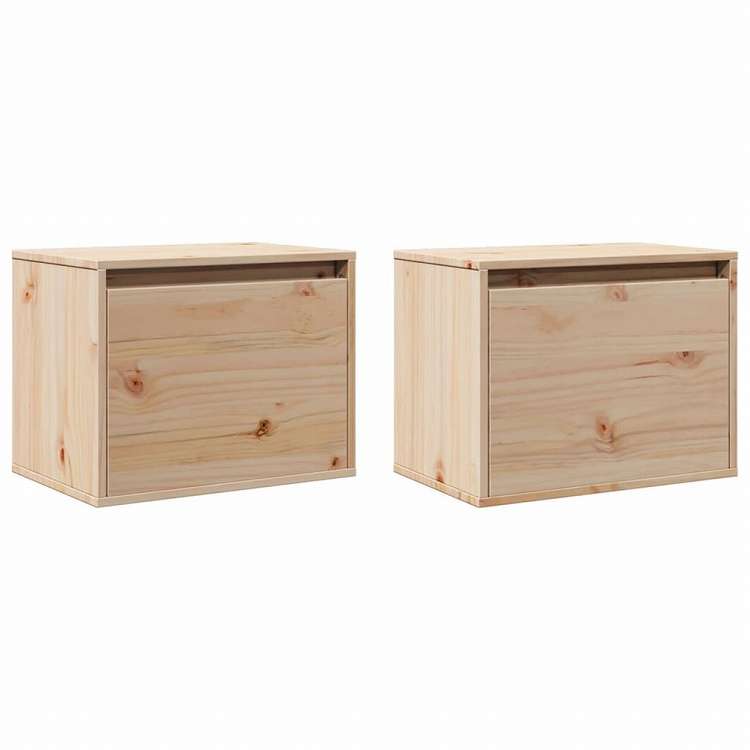 vidaXL ウォールキャビネット 2点 45x30x35 cm パイン無垢材家具 棚 壁面収納棚・壁面ラック(代引不可)