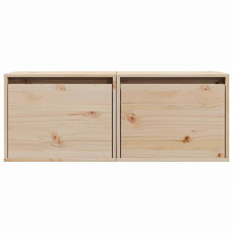 vidaXL ウォールキャビネット 2点 45x30x35 cm パイン無垢材家具 棚 壁面収納棚・壁面ラック(代引不可)