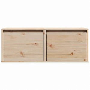 vidaXL ウォールキャビネット 2点 45x30x35 cm パイン無垢材家具 棚 壁面収納棚・壁面ラック(代引不可)