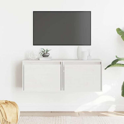 vidaXL ウォールキャビネット 2点 ホワイト 45x30x35 cm パイン無垢材家具 棚 壁面収納棚・壁面ラック(代引不可)