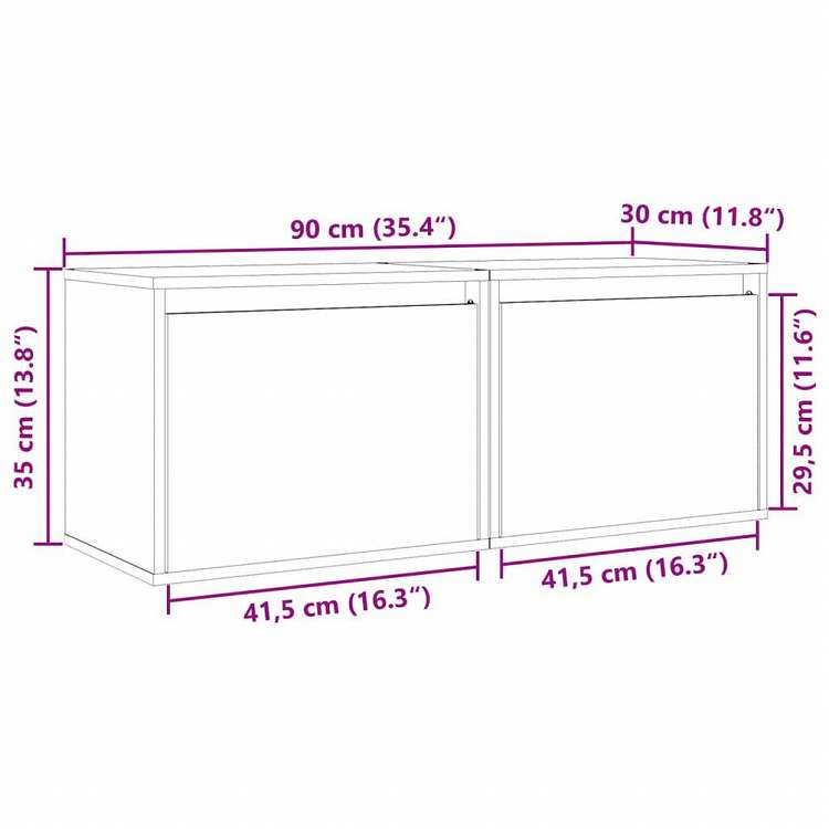 vidaXL ウォールキャビネット 2点 ホワイト 45x30x35 cm パイン無垢材家具 棚 壁面収納棚・壁面ラック(代引不可)