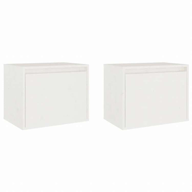 vidaXL ウォールキャビネット 2点 ホワイト 45x30x35 cm パイン無垢材家具 棚 壁面収納棚・壁面ラック(代引不可)