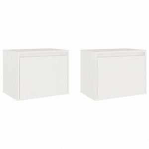 vidaXL ウォールキャビネット 2点 ホワイト 45x30x35 cm パイン無垢材家具 棚 壁面収納棚・壁面ラック(代引不可)