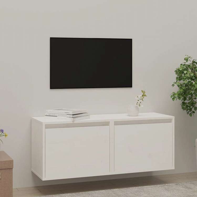vidaXL ウォールキャビネット 2点 ホワイト 45x30x35 cm パイン無垢材家具 棚 壁面収納棚・壁面ラック(代引不可)