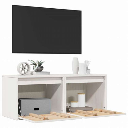 vidaXL ウォールキャビネット 2点 ホワイト 45x30x35 cm パイン無垢材家具 棚 壁面収納棚・壁面ラック(代引不可)