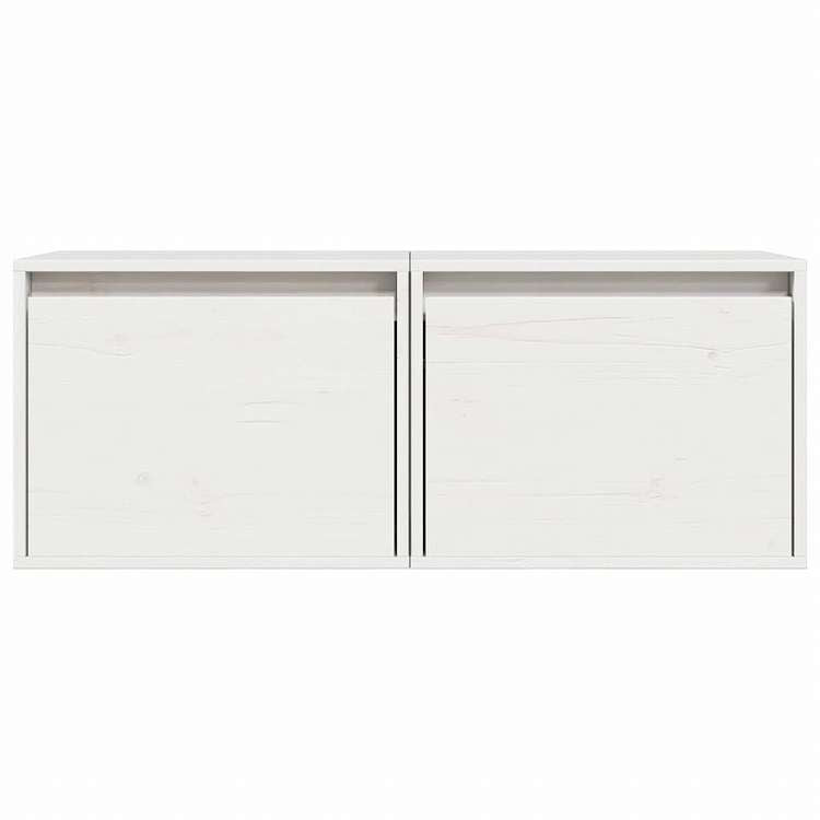 vidaXL ウォールキャビネット 2点 ホワイト 45x30x35 cm パイン無垢材家具 棚 壁面収納棚・壁面ラック(代引不可)