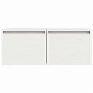 vidaXL ウォールキャビネット 2点 ホワイト 45x30x35 cm パイン無垢材家具 棚 壁面収納棚・壁面ラック(代引不可)