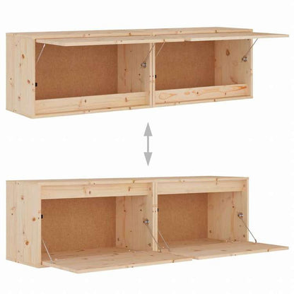 vidaXL ウォールキャビネット 2点セット 60x30x35 cm パイン無垢材家具 棚 壁面収納棚・壁面ラック(代引不可)