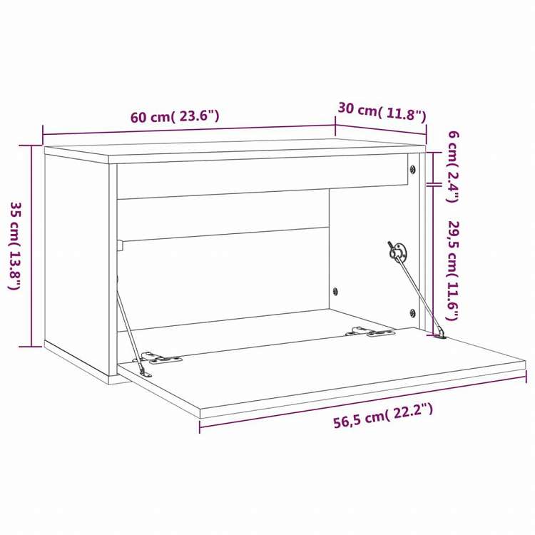 vidaXL ウォールキャビネット ホワイト 60x30x35 cm パイン無垢材家具 棚 壁面収納棚・壁面ラック(代引不可)