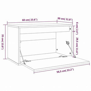 vidaXL ウォールキャビネット ホワイト 60x30x35 cm パイン無垢材家具 棚 壁面収納棚・壁面ラック(代引不可)
