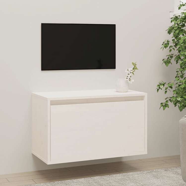vidaXL ウォールキャビネット ホワイト 60x30x35 cm パイン無垢材家具 棚 壁面収納棚・壁面ラック(代引不可)