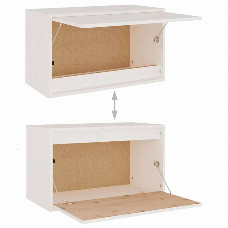 vidaXL ウォールキャビネット ホワイト 60x30x35 cm パイン無垢材家具 棚 壁面収納棚・壁面ラック(代引不可)