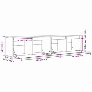 vidaXL ウォールキャビネット 2点 80x30x35 cm パイン無垢材家具 棚 壁面収納棚・壁面ラック(代引不可)