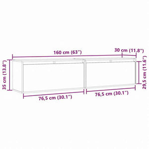 vidaXL ウォールキャビネット 2点 80x30x35 cm パイン無垢材家具 棚 壁面収納棚・壁面ラック(代引不可)