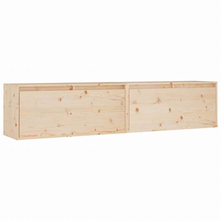 vidaXL ウォールキャビネット 2点 80x30x35 cm パイン無垢材家具 棚 壁面収納棚・壁面ラック(代引不可)