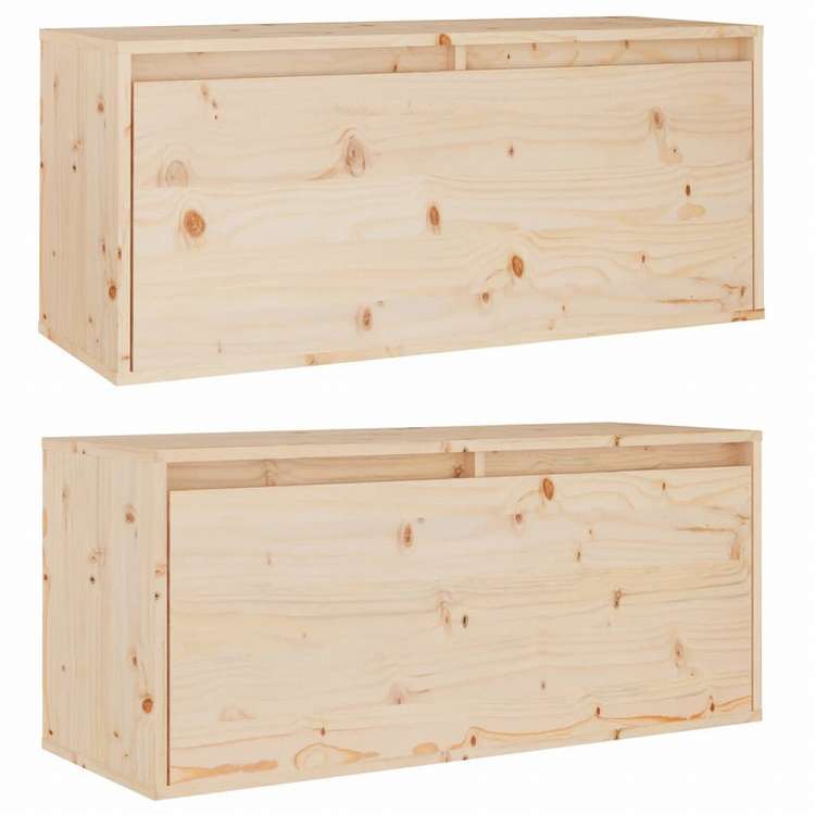 vidaXL ウォールキャビネット 2点 80x30x35 cm パイン無垢材家具 棚 壁面収納棚・壁面ラック(代引不可)