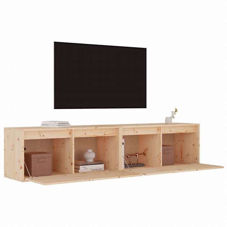 vidaXL ウォールキャビネット 2点 80x30x35 cm パイン無垢材家具 棚 壁面収納棚・壁面ラック(代引不可)