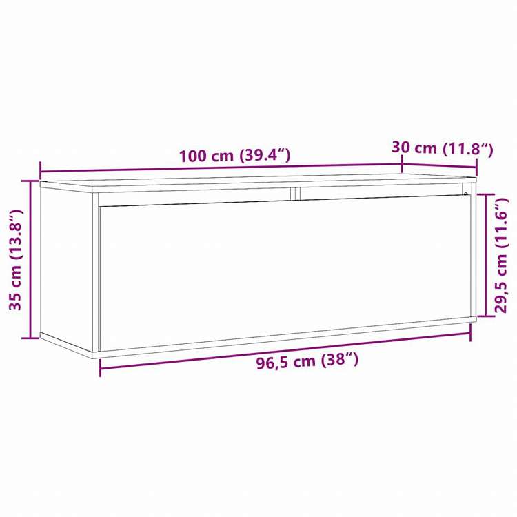 vidaXL ウォールキャビネット 100x30x35 cm パイン無垢材家具 棚 壁面収納棚・壁面ラック(代引不可)