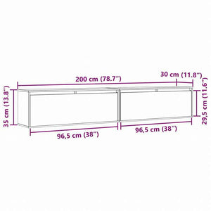 vidaXL ウォールキャビネット 2点 100x30x35 cm パイン無垢材家具 棚 壁面収納棚・壁面ラック(代引不可)