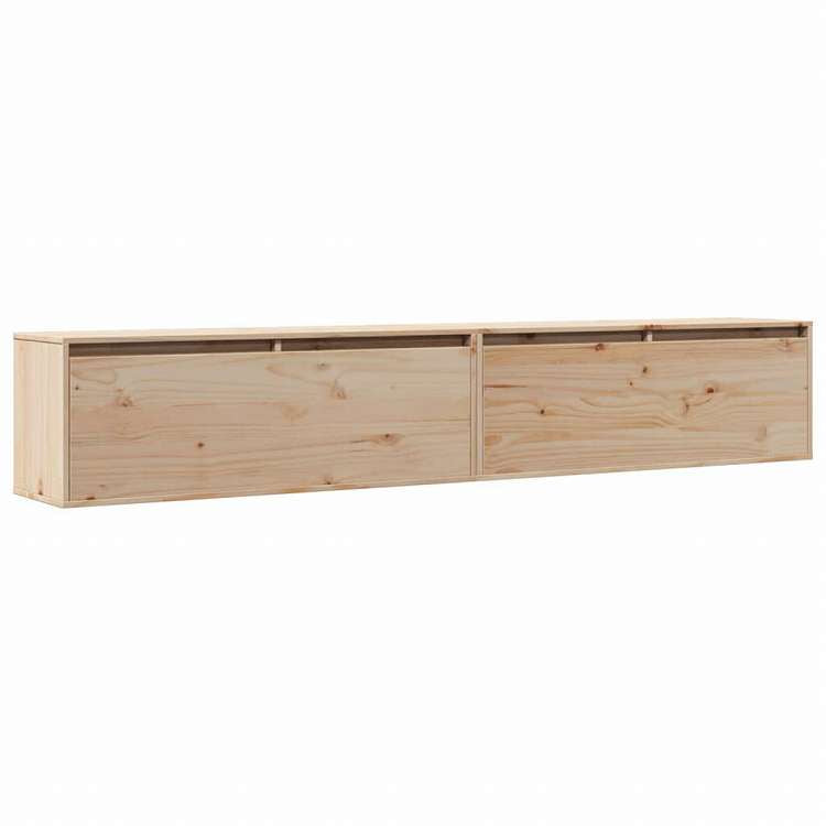 vidaXL ウォールキャビネット 2点 100x30x35 cm パイン無垢材家具 棚 壁面収納棚・壁面ラック(代引不可)