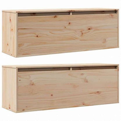 vidaXL ウォールキャビネット 2点 100x30x35 cm パイン無垢材家具 棚 壁面収納棚・壁面ラック(代引不可)