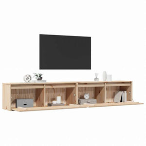 vidaXL ウォールキャビネット 2点 100x30x35 cm パイン無垢材家具 棚 壁面収納棚・壁面ラック(代引不可)