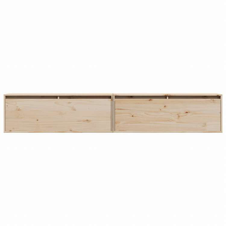 vidaXL ウォールキャビネット 2点 100x30x35 cm パイン無垢材家具 棚 壁面収納棚・壁面ラック(代引不可)