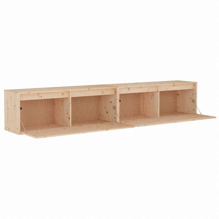 vidaXL ウォールキャビネット 2点 100x30x35 cm パイン無垢材家具 棚 壁面収納棚・壁面ラック(代引不可)