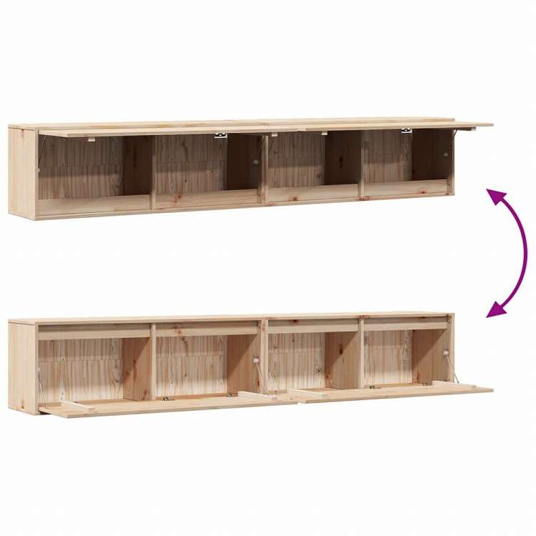 vidaXL ウォールキャビネット 2点 100x30x35 cm パイン無垢材家具 棚 壁面収納棚・壁面ラック(代引不可)